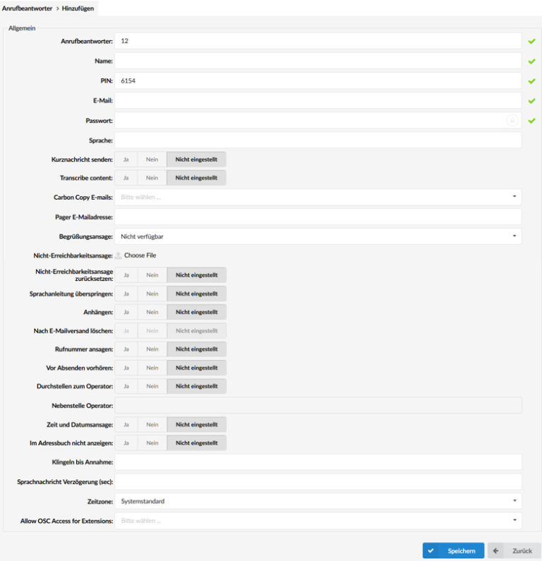 Anrufbeantworter bluePBX Support